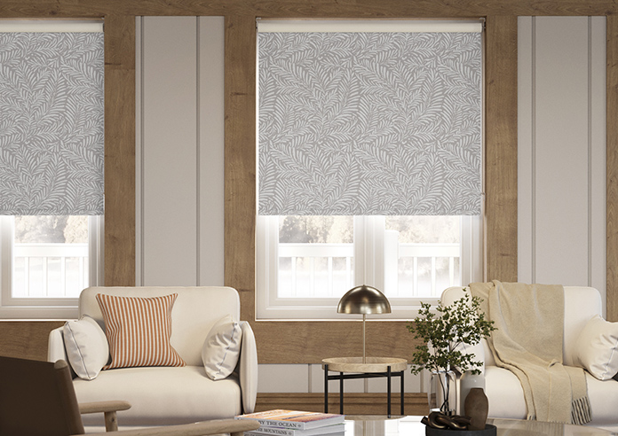 Balmy Palms (Blackout), Grey Whisp - Motorised Roller Blind - Image 3